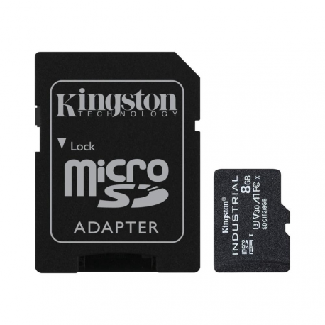 Kingston Industrial - Flash memory card (microSDHC to SD adapter included) - 8 GB - A1 / Video Class V30 / UHS-I U3 / Class10 - microSDHC UHS-I - 0