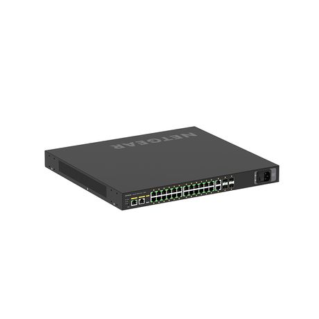 NETGEAR AV Line M4250-26G4XF-PoE+ - Switch - L3 - Managed - 24 x 10/100/1000 (PoE+) + 2 x 10/100/1000 + 4 x 1 Gigabit / 10 Gigabit SFP+ - side to side airflow - rack-mountable - PoE+ (480 W) - 4