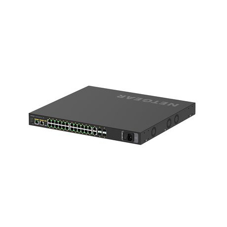 NETGEAR AV Line M4250-26G4XF-PoE+ - Switch - L3 - Managed - 24 x 10/100/1000 (PoE+) + 2 x 10/100/1000 + 4 x 1 Gigabit / 10 Gigabit SFP+ - side to side airflow - rack-mountable - PoE+ (480 W) - 6