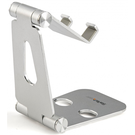 StarTech.com Phone and Tablet Stand, Foldable Universal Mobile Device Holder for Smartphones & Tablets, Adjustable Multi-Angle Viewing Ergonomic Cell Phone Stand for Desk, Portable, Black - Foldable Phone Holder (USPTLSTNDB) - Desktop stand for mobile phone, tablet - up to 13" - black - for P / N: DK30CHPH - 1