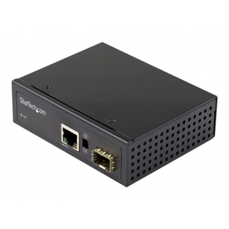 StarTech.com Industrial Fiber to Ethernet Media Converter - 1Gbps SFP to RJ45 /  Cat6 - Singlemode / Multimode Optical Fiber to Copper Gigabit Network - 12-56V DC - IP-30 /  -40 to +75C - Fibre media converter - GigE - 1000Base-SX, 1000Base-T - RJ-45  /  SFP (mini-GBIC) - 1