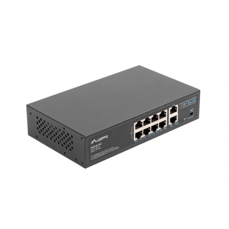 Lanberg RSFE-8P-2GE-120 - Switch - unmanaged - 2 x 10 / 100 (uplink) + 8 x 10 / 100 (PoE+) - desktop, wall-mountable - PoE+ (120 W) - 11