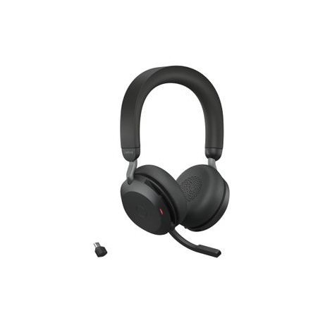 Jabra Evolve2 75 - Headset - on-ear - Bluetooth - wireless, wired - active noise cancelling - USB-C - noise isolating - black - Optimised for UC - 2