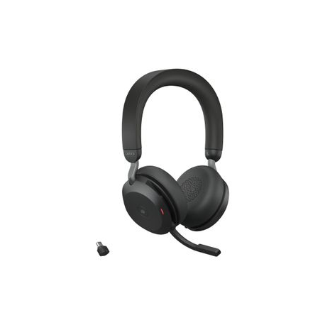 Jabra Evolve2 75 - Headset - on-ear - Bluetooth - wireless, wired - active noise cancelling - USB-C - noise isolating - black - Certified for Microsoft Teams - 2