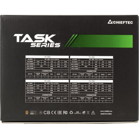 Chieftec TASK Series TPS-600S - Power supply (internal) - ATX12V 2.3 /  EPS12V /  PS / 2 - 80 PLUS Bronze - AC 100-240 V - 600 Watt - active PFC - 2