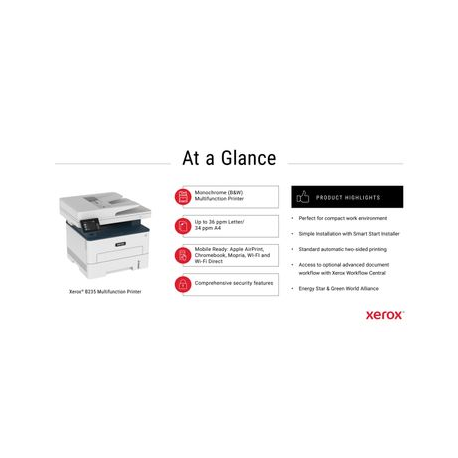 Xerox B235 A4 mono 4 in 1 MFP 34ppm. Duplex, Network, Wifi