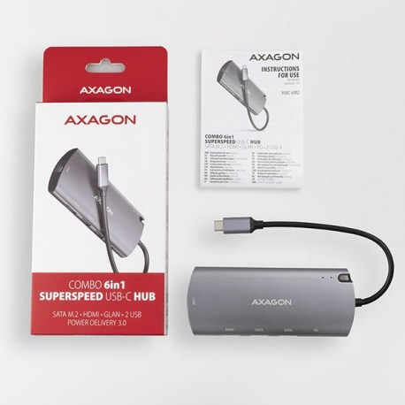 AXAGON HMC-6M2 - Docking station - USB-C 3.2 Gen 1  /  Thunderbolt 3 - HDMI - GigE - 2