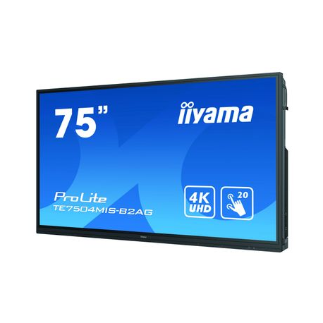 iiyama ProLite TE7504MIS-B2AG - 75" Diagonal Class (75" viewable) LED-backlit LCD display - interactive digital signage - with built-in media player and touchscreen (multi touch) - Android - 4K UHD (2160p) 3840 x 2160 - black, matte - 9