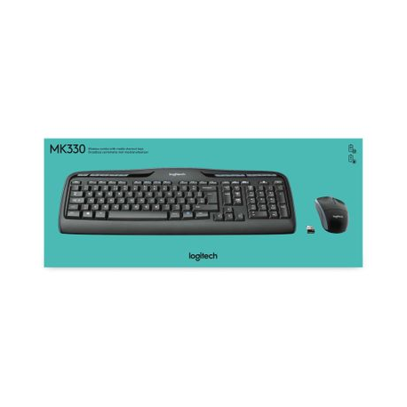 Logitech Wireless Combo MK330 - Keyboard and mouse set - wireless - 2.4 GHz - US International - black - 3