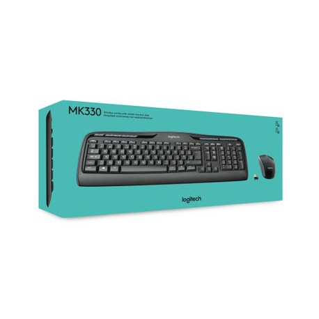 Logitech Wireless Combo MK330 - Keyboard and mouse set - wireless - 2.4 GHz - US International - black - 4