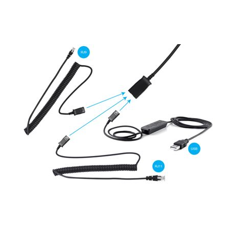 Sandberg USB+RJ9 / 11 Office Headset Pro Stereo - Headset - on-ear - wired - USB, RJ-11 - 5