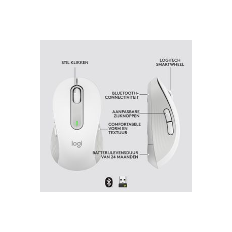 Logitech Signature M650 for Business - Mouse - wireless - Bluetooth, 2.4 GHz - Logitech Logi Bolt USB receiver - off-white - 5