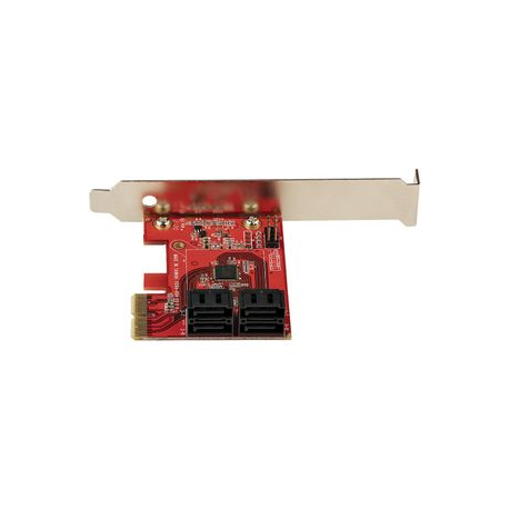 StarTech.com 2 Port PCIe SATA Expansion Card - 6Gbps - Full/Low Profile - PCI Express to SATA Adapter/Controller - ASM1062R SATA RAID - PCIe to SATA Converter - Storage controller - SATA 6Gb/s low profile - 600 MBps - RAID 0, 1, JBOD - PCIe 2.0 x2 - red - 3