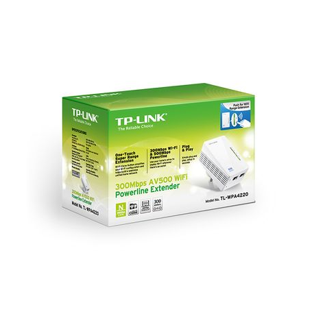 TP-Link TL-WPA4220 - Powerline adapter - HomePlug AV (HPAV) - 802.11b / g / n - wall-pluggable - 4