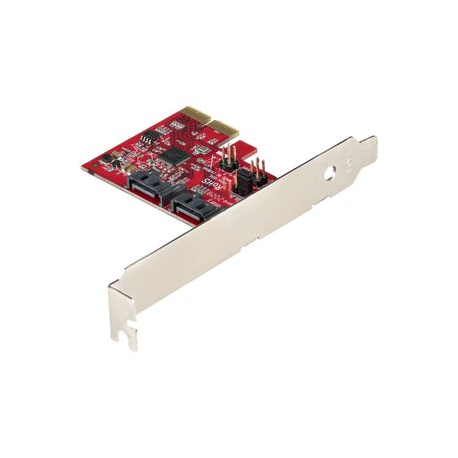 StarTech.com 2 Port PCIe SATA Expansion Card - 6Gbps - Full / Low Profile - PCI Express to SATA Adapter / Controller - ASM1062R SATA RAID - PCIe to SATA Converter - Storage controller - SATA 6Gb / s - low profile - RAID 0, 1, JBOD - PCIe 2.0 x2 - red - 1