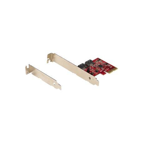 StarTech.com 2 Port PCIe SATA Expansion Card - 6Gbps - Full / Low Profile - PCI Express to SATA Adapter / Controller - ASM1062R SATA RAID - PCIe to SATA Converter - Storage controller - SATA 6Gb / s - low profile - RAID 0, 1, JBOD - PCIe 2.0 x2 - red - 7