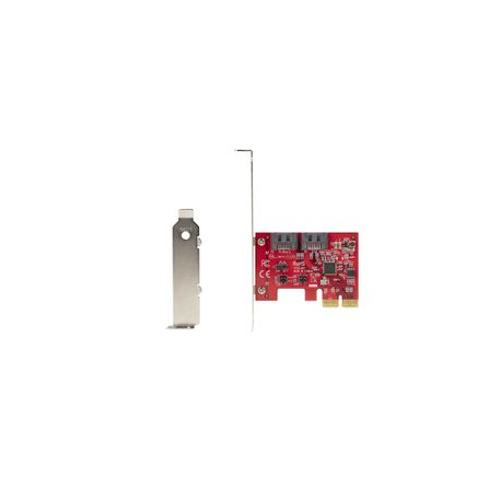 StarTech.com 2 Port PCIe SATA Expansion Card - 6Gbps - Full / Low Profile - PCI Express to SATA Adapter / Controller - ASM1062R SATA RAID - PCIe to SATA Converter - Storage controller - SATA 6Gb / s - low profile - RAID 0, 1, JBOD - PCIe 2.0 x2 - red - 8