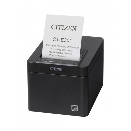 Citizen CT-E301 - Receipt printer - two-colour (monochrome) - direct thermal - Roll (7.95 cm), Roll (5.75 cm) - 203 dpi - up to 250 mm / sec - USB 2.0, LAN, RS232 - cutter - black - 0
