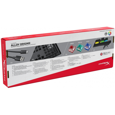 HyperX Alloy Origins - Keyboard - backlit - USB-C - QWERTY - US - key switch: HyperX Blue - black - 6