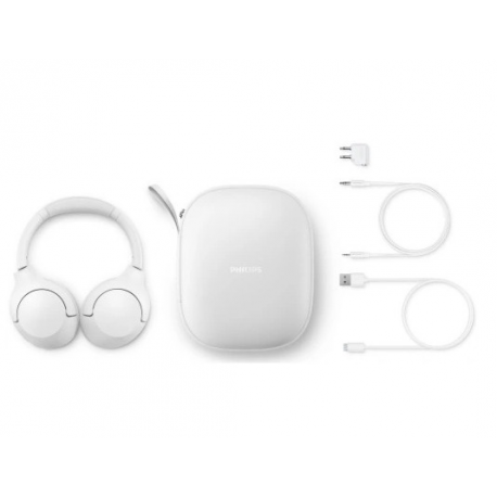 Philips TAH8506 - Headphones with mic - full size - Bluetooth - wireless, wired - active noise cancelling - 2.5 mm jack - white - 4
