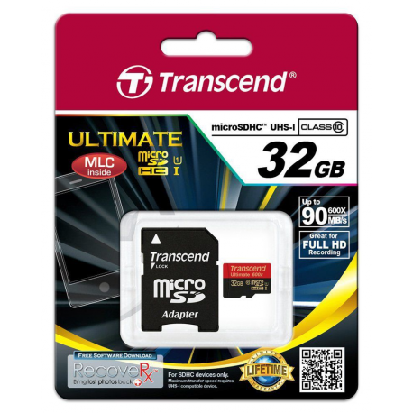 Transcend Ultimate series TS32GUSDHC10U1 - Flash memory card - 32 GB - UHS Class 1 / Class10 - SDHC UHS-I - 1