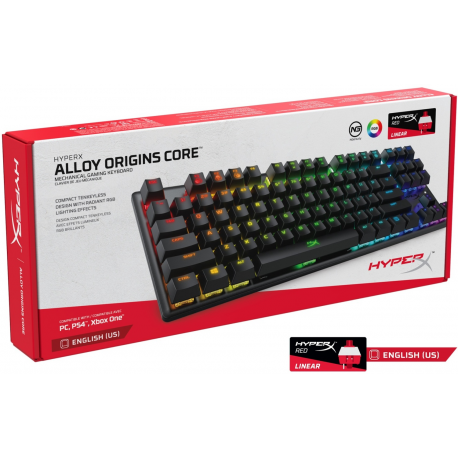 HyperX Alloy Origins Core - Keyboard - backlit - USB-C - QWERTY - US - key switch: HyperX Red - black - 5