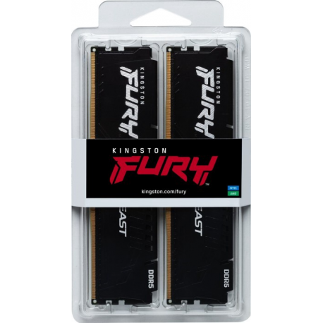 Kingston FURY Beast - DDR5 - kit - 64 GB: 2 x 32 GB - DIMM 288-pin - 5200 MHz / PC5-41600 - CL38 - 1.25 V - unbuffered - on-die ECC - 6