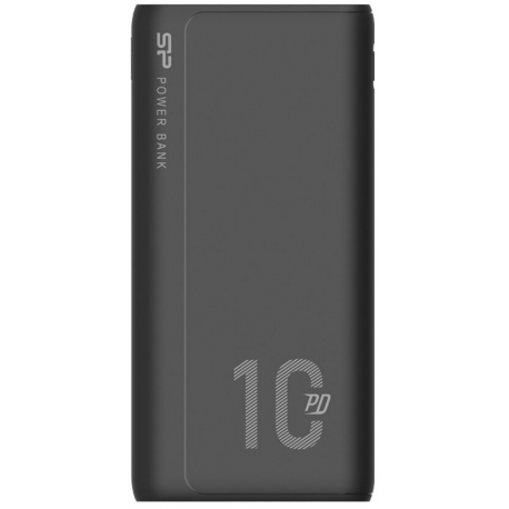 Silicon Power QP15 - Power bank - 10000 mAh - 18 Watt - 3 A - PD, QC 3.0 - 3 output connectors (2 x USB, USB-C) - black - 0