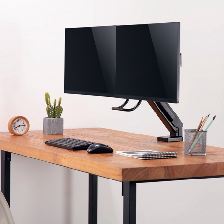 LogiLink - Mounting kit - for 2 LCD display/ curved LCD display (space-saving) - black - screen size: 17"-27" - desk-mountable - 6