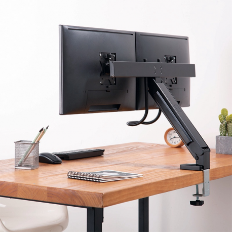 LogiLink - Mounting kit - for 2 LCD display/ curved LCD display (space-saving) - black - screen size: 17"-27" - desk-mountable - 7