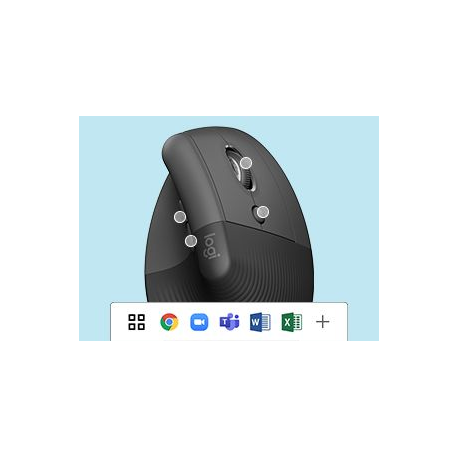 Logitech Lift Vertical Ergonomic Mouse - Vertical mouse - ergonomic - left-handed - optical - 6 buttons - wireless - Bluetooth, 2.4 GHz - Logitech Logi Bolt USB receiver - graphite - 14