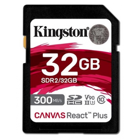 Kingston Canvas React Plus - Flash memory card - 32 GB - Video Class V90  /  UHS-II U3  /  Class10 - SDXC UHS-II - 0