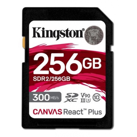 Kingston Canvas React Plus - Flash memory card - 256 GB - Video Class V90  /  UHS-II U3  /  Class10 - SDXC UHS-II - 0