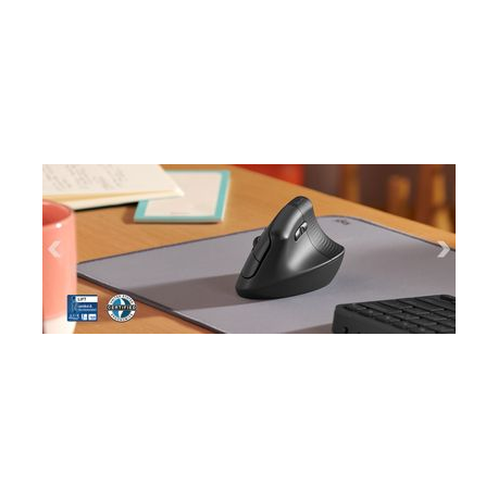 Logitech Lift Vertical Ergonomic Mouse - Vertical mouse - ergonomic - optical - 6 buttons - wireless - Bluetooth, 2.4 GHz - Logitech Logi Bolt USB receiver - graphite - 10