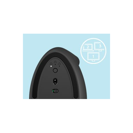 Logitech Lift Vertical Ergonomic Mouse - Vertical mouse - ergonomic - optical - 6 buttons - wireless - Bluetooth, 2.4 GHz - Logitech Logi Bolt USB receiver - graphite - 16