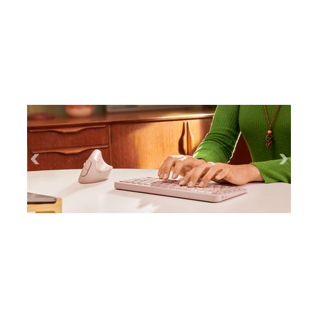 Logitech Lift Vertical Ergonomic Mouse - Vertical mouse - ergonomic - optical - 6 buttons - wireless - Bluetooth, 2.4 GHz - Logitech Logi Bolt USB receiver - rose - 25