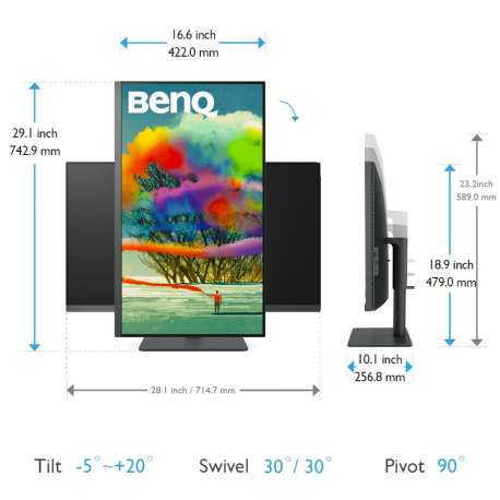 BenQ DesignVue PD3205U - PD Series - LED monitor - 32" - 3840 x 2160 4K @ 60 Hz - IPS - 250 cd / m² - 1000:1 - HDR10 - 5 ms - HDMI, DisplayPort, USB-C - speakers - 6
