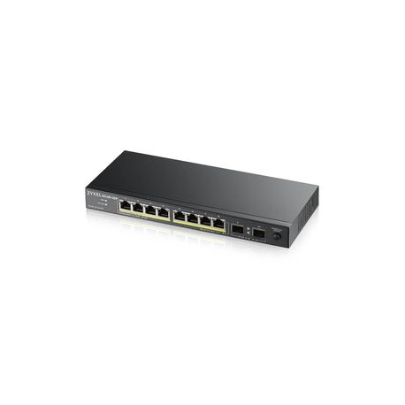 Zyxel GS1100-10HP - Switch - unmanaged - 8 x 10/100/1000 (PoE+) + 2 x Gigabit SFP - desktop, wall-mountable - PoE+ (130 W) - 0