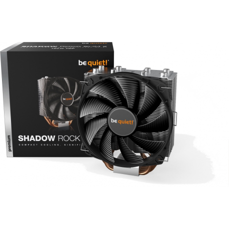 be quiet! Shadow Rock Slim 2 - Processor cooler - (for: LGA1155, AM3+, LGA1150, LGA1151, LGA2011-3 (Square ILM), AM4, LGA2066, LGA1200) - aluminium - 135 mm - black - 5