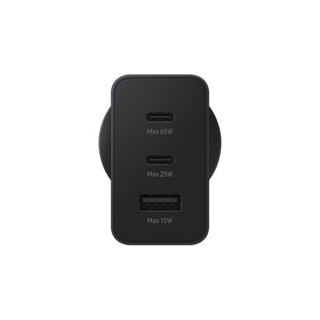 Samsung EP-T6530 - Power adapter - 65 Watt - 3 A - PD 3.0, SFC 2.0 - 3 output connectors (USB, 2 x USB-C) - black - 14