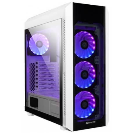 Chieftec SCORPION 3 - Tower - ATX - windowed side panel (tempered glass) - no power supply (ATX) - white - USB / Audio - 7
