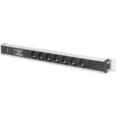 DIGITUS - Power strip (rack-mountable) - AC 230 V - 4000 Watt - 3600 VA - 1-phase - input: CEE 7 / 7 - output connectors: 7 (7 x CEE 7 / 3) - 0U - 2 m cord - 0
