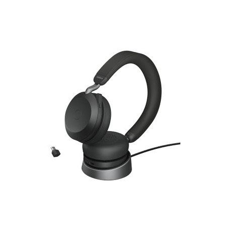 Jabra Evolve2 75 - Headset - on-ear - Bluetooth - wireless, wired - active noise cancelling - USB-C - noise isolating - black - Optimised for UC - 3