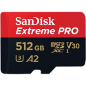 SanDisk Extreme Pro - Flash memory card (microSDXC to SD adapter included) - 512 GB - A2  /  Video Class V30  /  UHS-I U3  /  Class10 - microSDXC UHS-I