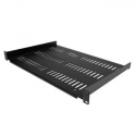 StarTech.com 1U Server Rack Shelf - Universal Vented Rack Mount Cantilever Tray for 19" Network Equipment Rack & Cabinet - Durable Design - Weight Capacity 55lb / 25kg - 12" Deep Shelf, Black (SHELF-1U-12-FIXED-V) - Rack shelf - black - 1U - 19"