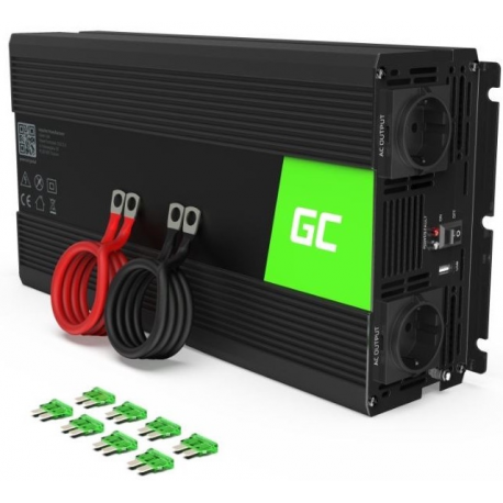 Green Cell - DC to AC power inverter - DC 24 V - 4000 Watt - output connectors: 2 - black - 0