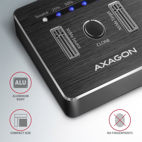 AXAGON ADSA-M2C DUAL NVMe CLONE MASTER DOCK SuperSpeed USB-C 10 Gbps docking - 1