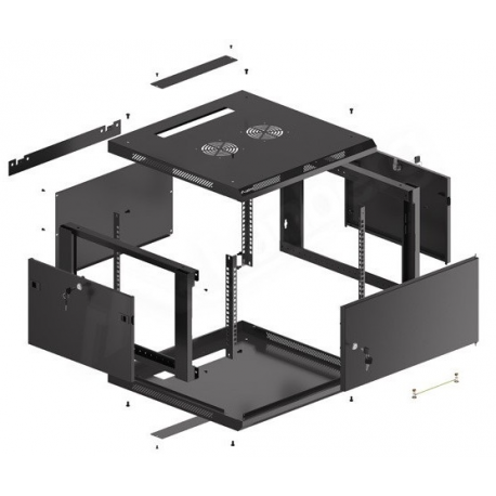 Lanberg WF01-6606-00B - Rack cabinet - wall mountable - black, RAL 9004 - 6U - 19" - 1