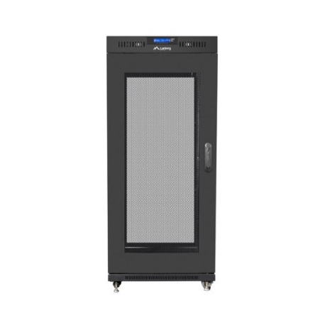 Lanberg - Rack cabinet - with 4 cooling fans, display - black, RAL 9004 - 27U - 19" - 1