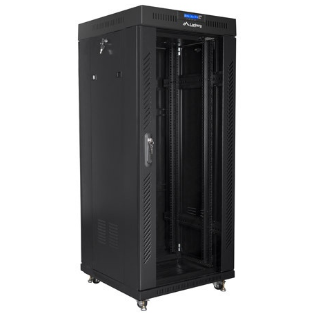 Lanberg - Rack cabinet - with 2 cooling fans, display - black, RAL 9004 - 27U - 19" - 0